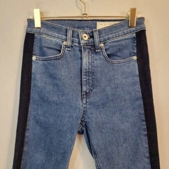 Rag & Bone | Mazie Jean High Rise Skinny Leg in Double Indigo Side Stripe - Picture 9 of 9